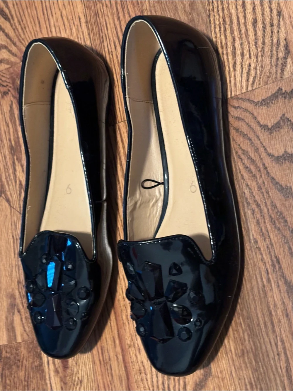 Joe Fresh Black Patent Jeweled Loafers 9
